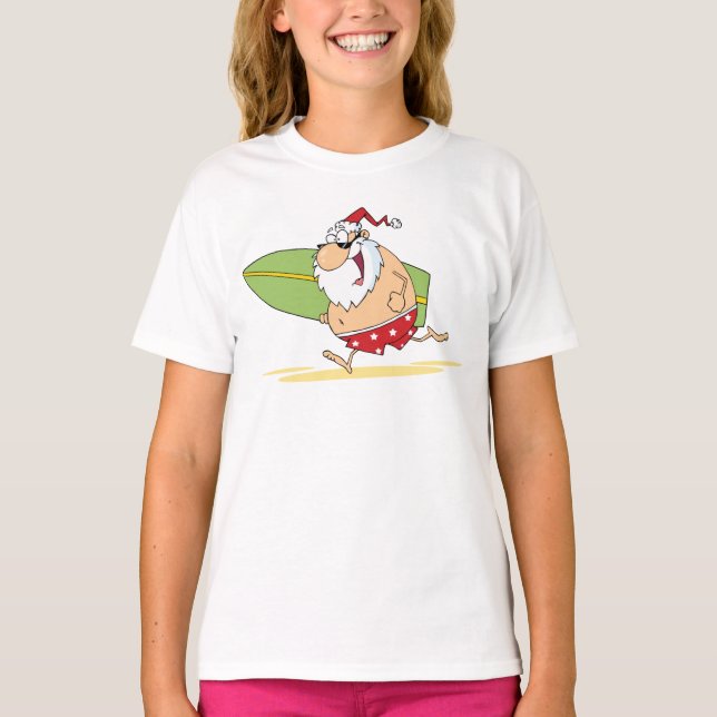 Camiseta T-shirts de Papais noeis de surfe (Frente)