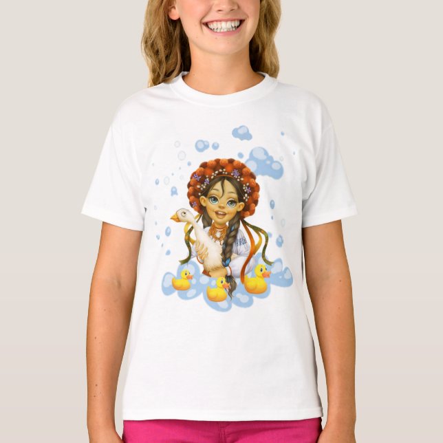 Camiseta T-Shirts de raparigas de pato (Frente)