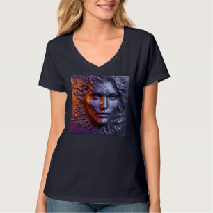 Camiseta T-Shirts do colo-V feminino Trabalho de arte 8