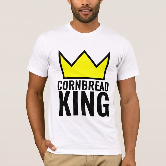 CAMISETA T-SHIRTS DOS HOMENS DO REI DE CORNBREAD (Frente)