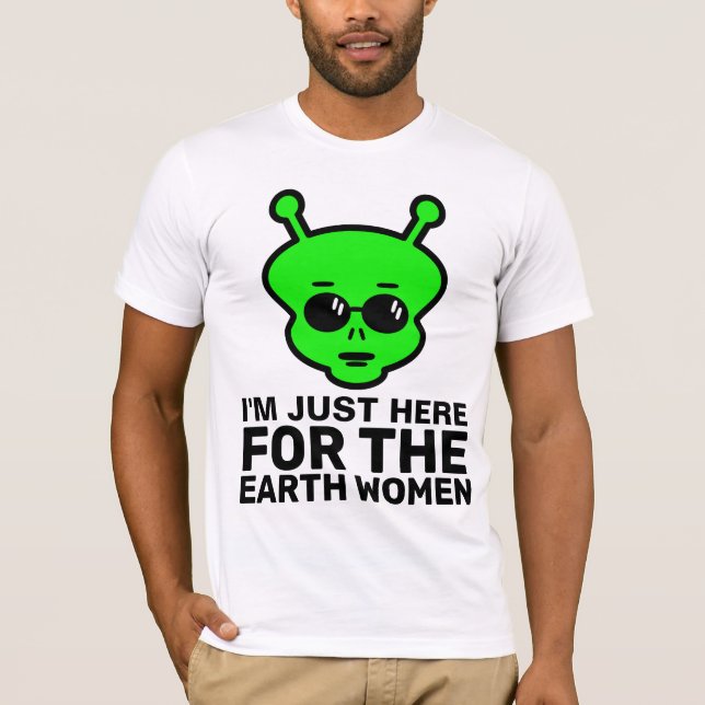 CAMISETA T-SHIRTS DOS HOMENS ENGRAÇADOS, ALIENÍGENA (Frente)
