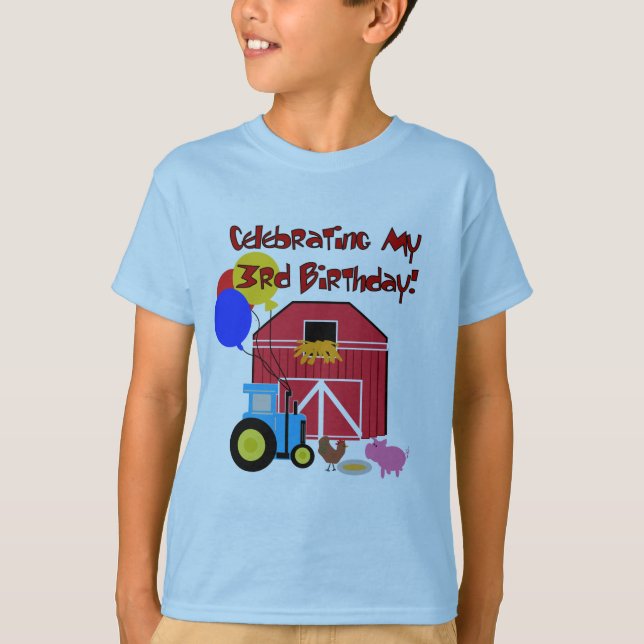 Camiseta T-shirts e ofertas de aniversário de 3 anos fazend (Frente)