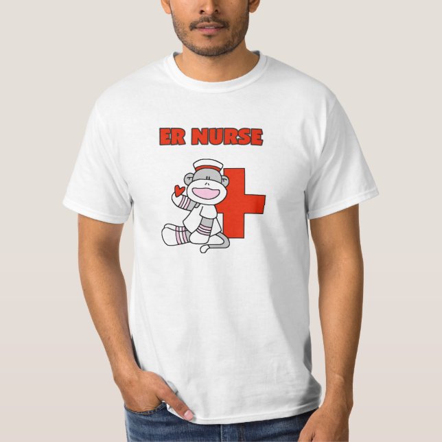 Camiseta T-shirts e presentes da enfermeira Sock Monkey ER (Frente)