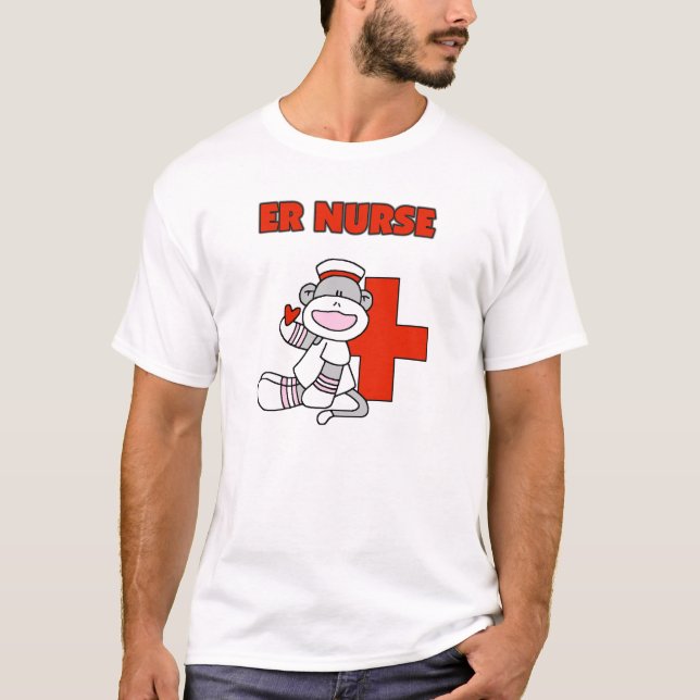 Camiseta T-shirts e presentes da enfermeira Sock Monkey ER (Frente)