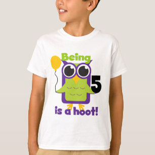 Camiseta T-shirts e presentes de 5 de Aniversário da Hoot O
