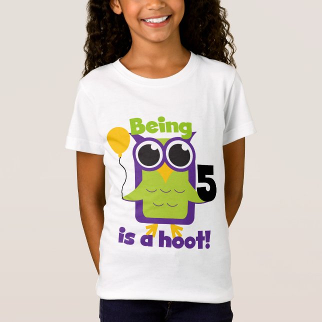 Camiseta T-shirts e presentes de 5 de Aniversário da Hoot O (Frente)