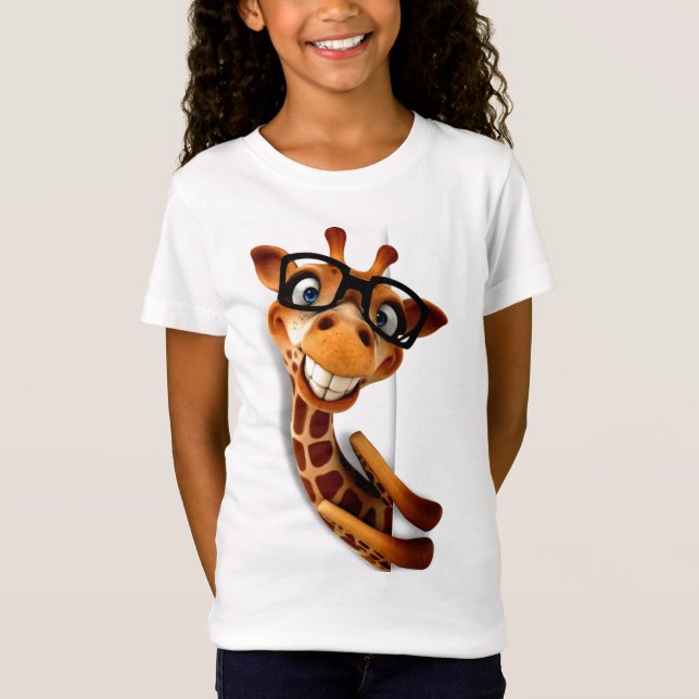 Camiseta T-Shirts - Engraçada Girafa Vestindo Óculos (Frente)