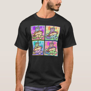 Camiseta T-shirts escuras - Pop Art Hot Dog com Chips e um