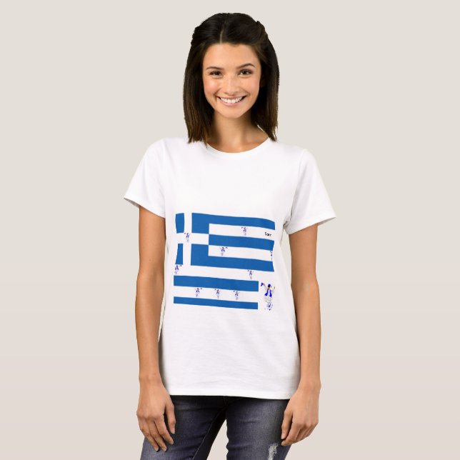 Camiseta T-Shirts femininas/Bandeira grega (Frente Completa)