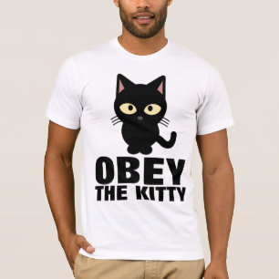 Camiseta T-shirts GATO ENGRAÇADAS, OBEY O GATINHO