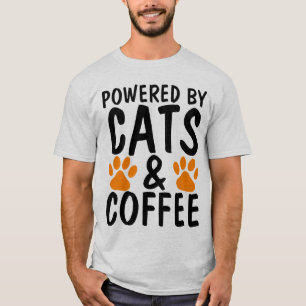 Camiseta T-shirts, GATOS E CAFÉ Engraçados, ALIMENTADOS! T