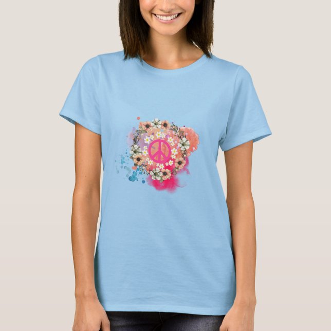 Camiseta T-Shirts Hippie, de uso feminino (Frente)