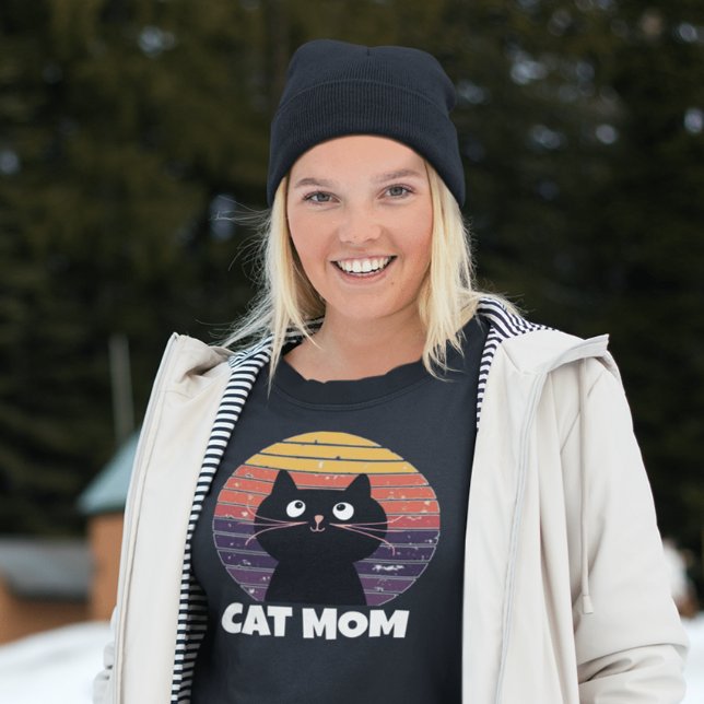 Camiseta T-Shirts Hoodie, ESTILO DE RETRO DA MOM CAT (Criador carregado)
