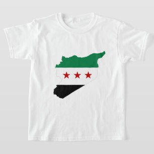 Camiseta T-Shirts masculinas - mapa síria - bandeira indepe