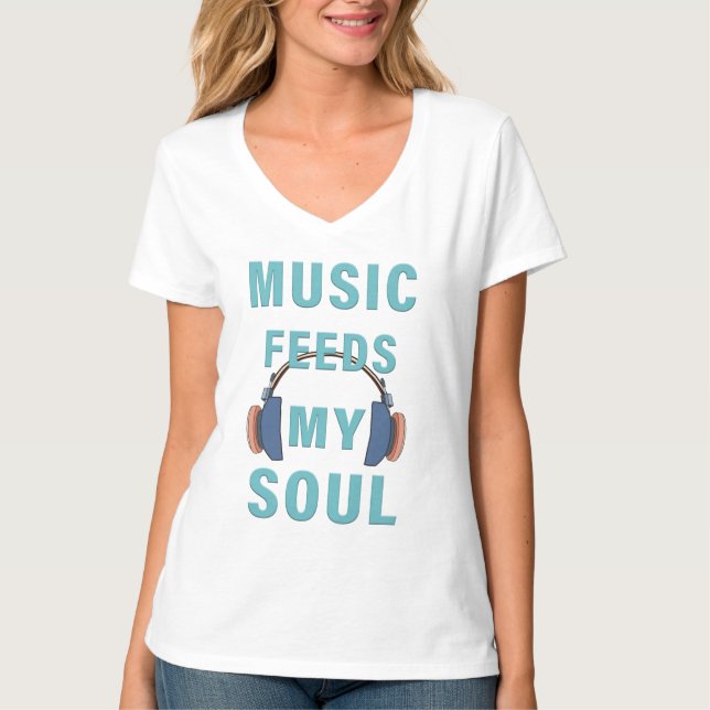 Camiseta T-Shirts Música alimenta minha alma (Frente)