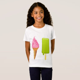 Camiseta T-Shirts para Meninas - Sorvete Rosa + Picolé Verd