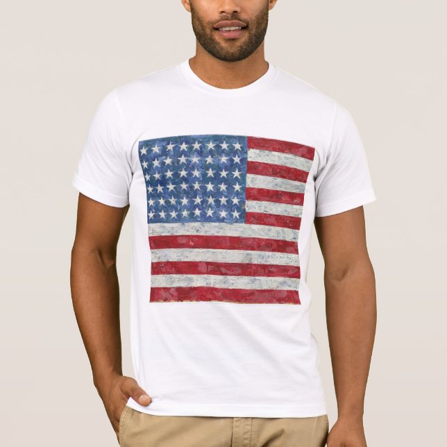Camiseta T-Shirts - Pintada a Mão de Bandeira dos EUA (Frente)