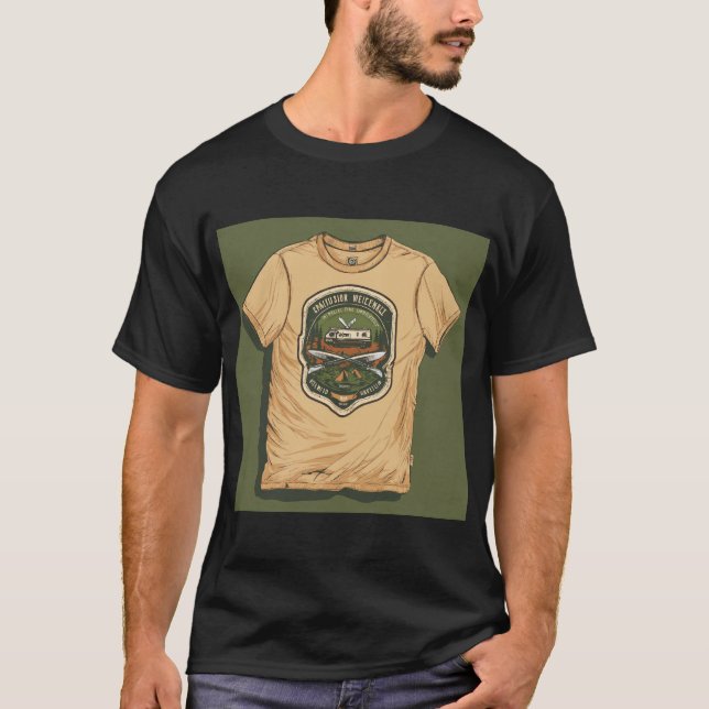 Camiseta T shirts pretas com a ilustração de Vetor d (Frente)