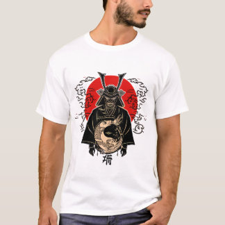 Camiseta T-ShirtSamurai e Sol Nascente – Ilustração de Arte