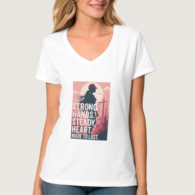Camiseta T-ShirtStrong Female Construction Worker Poster (Frente)