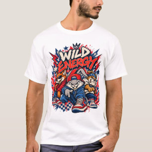 Camiseta T-ShirtWild Energy EUA Streetwear Cartoon – Retro