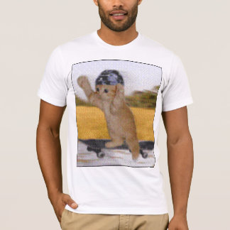 Camiseta T Skateboarding engraçado do gato