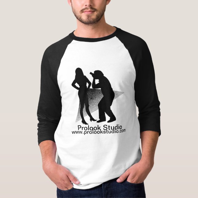 Camiseta T sleeved preto do estúdio de Prolook (Frente)