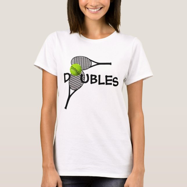 Camiseta T Tênis Ball Racket Doubles Time Jogo (Frente)