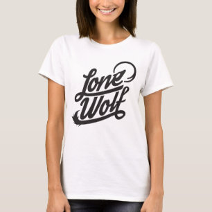 Camiseta T tipográfico do lobo solitário