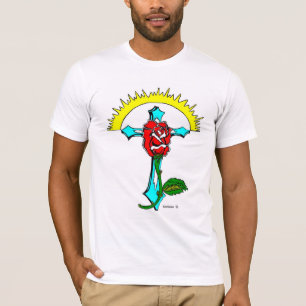 Camiseta T transversal cor-de-rosa