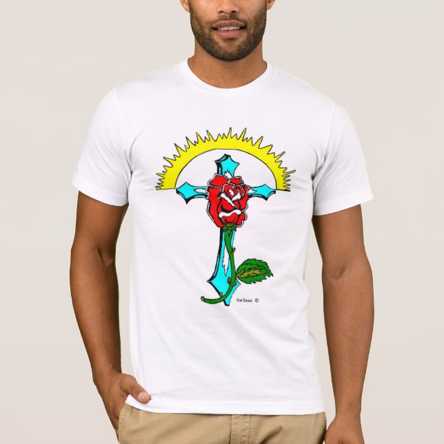 Camiseta T transversal cor-de-rosa (Frente)