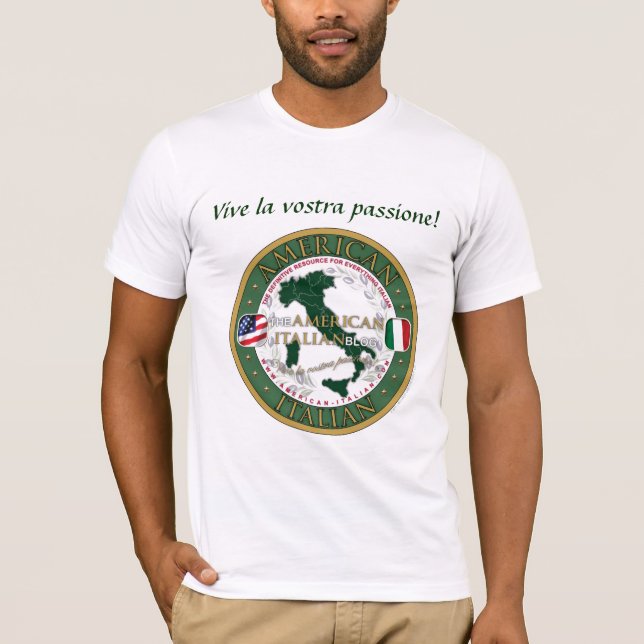 Camiseta T unisex da qualidade do blogue Americano-Italiano (Frente)