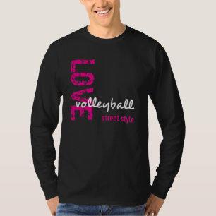 Camiseta T unisex do LS do estilo da rua do voleibol do