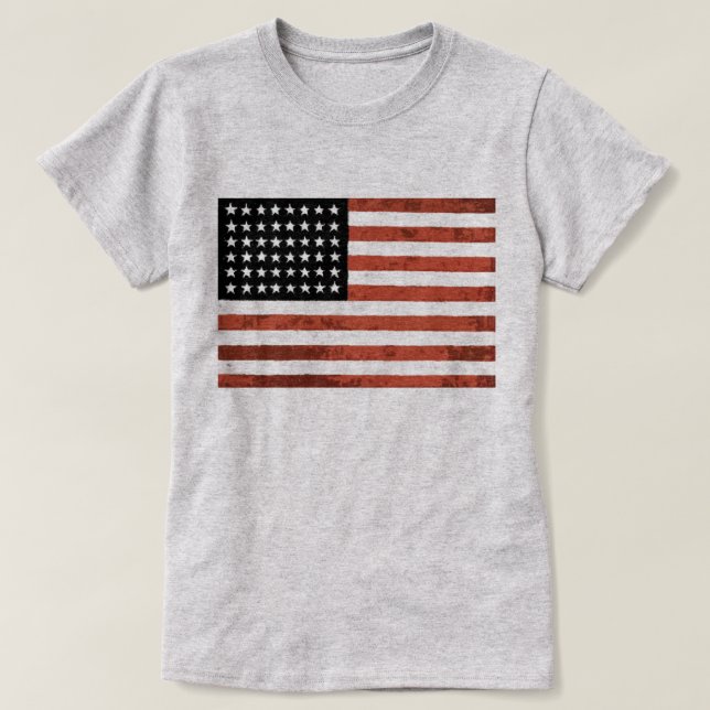 Camiseta T velho da bandeira americana da glória (Frente do Design)