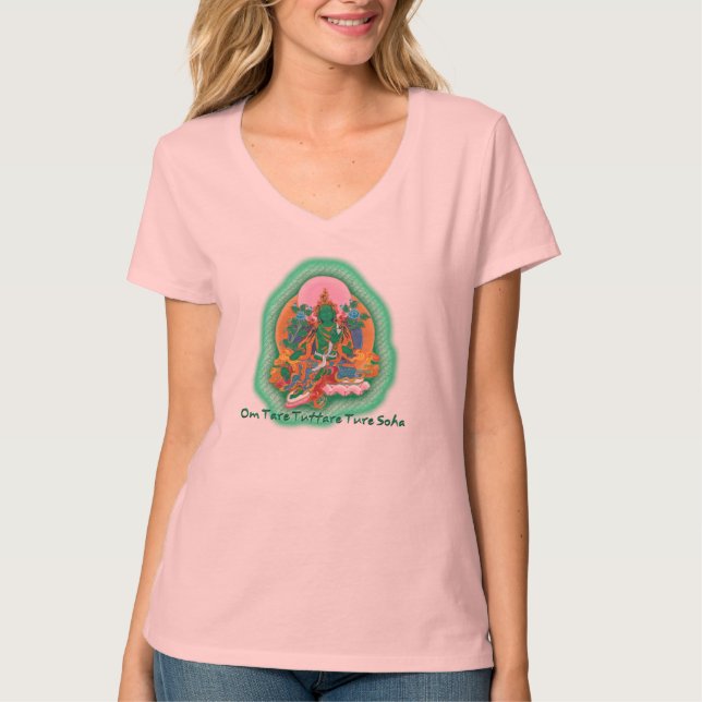 Camiseta T verde da fêmea de Tara (Frente)
