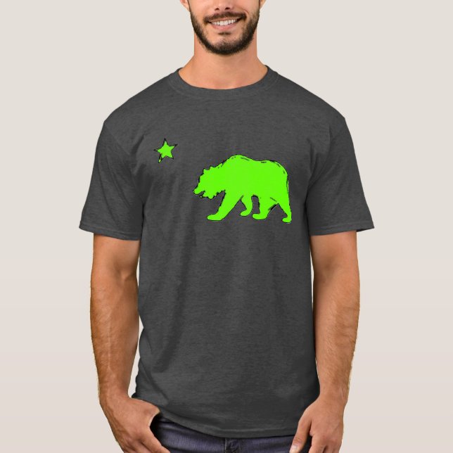 Camiseta T verde de néon das caras do urso da bandeira de (Frente)