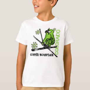 Camiseta T verde dos meninos do esquiador de Colorado da
