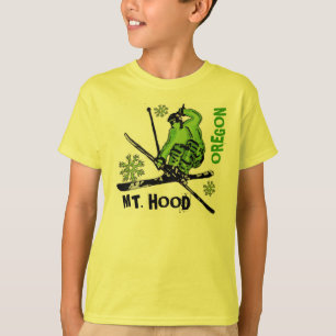 Camiseta T verde dos meninos do esquiador de Oregon da capa