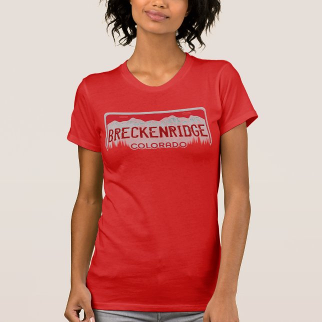 Camiseta T vermelho da matrícula das senhoras de (Frente)