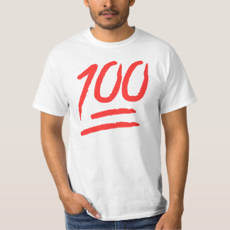 Camiseta T vermelho do mundo de "100" Emoji