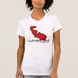 Camiseta T vermelho do símbolo do urso de Huntington Beach