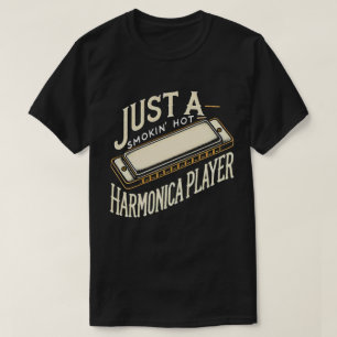 Camiseta TA109-Harmonica Player T Shirt Jazz Blues Music Ts