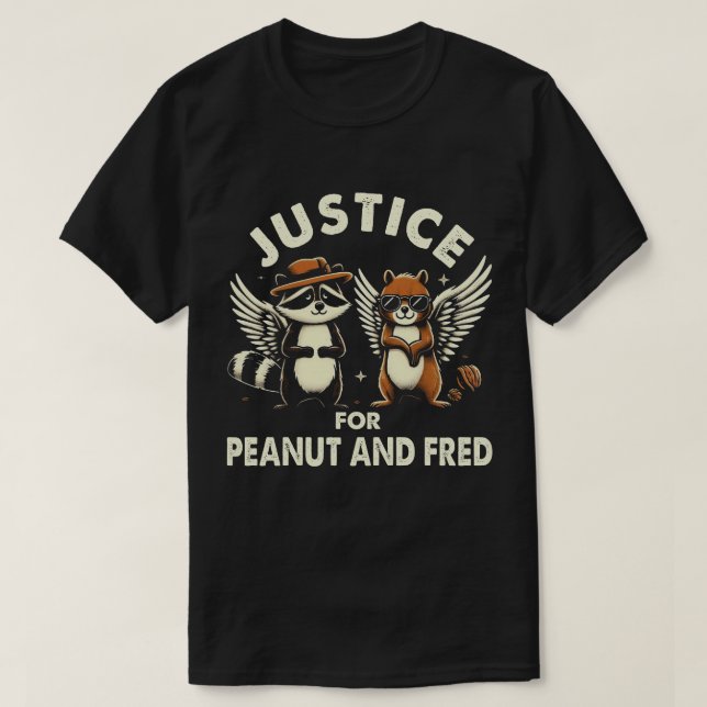 Camiseta TA41-Justiça Para Pamendoim E Fred Squirrel Raccoo (Frente do Design)