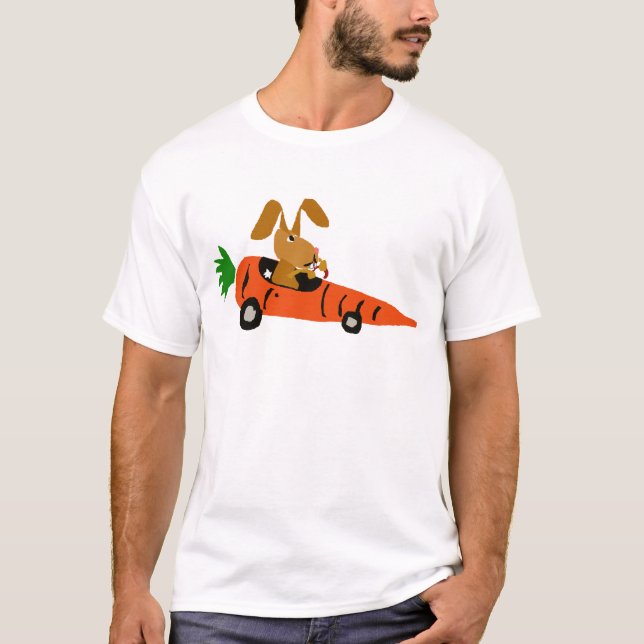 Camiseta TA coelho de coelho engraçado que conduz desenhos (Frente)