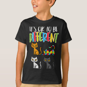 Camiseta Tá Ok Ser Diferente Gato Puzzle Fofo Conscientizaç