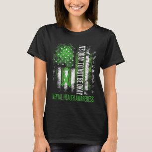 Camiseta Tá Tudo Bem Não Estar Bem Bandeira dos EUA Conscie