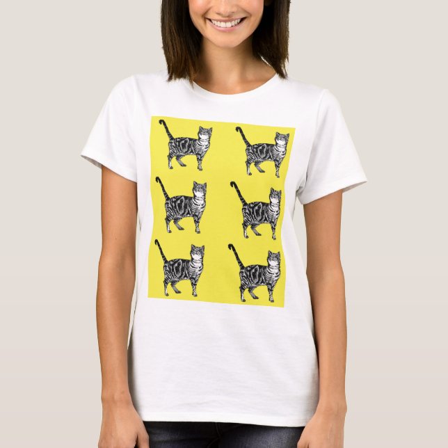 Camiseta Tabby Cat cats pintas listradas fofinhas T-Shirt (Frente)