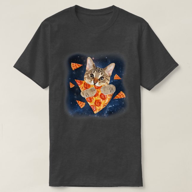 Camiseta Tabby Cat Chomping Em Pizza Galay Pizza Cat 3103 (Frente do Design)