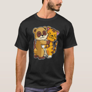 Camiseta Tabby Cat & Meerkat Cute Animais Para Mulheres Cud