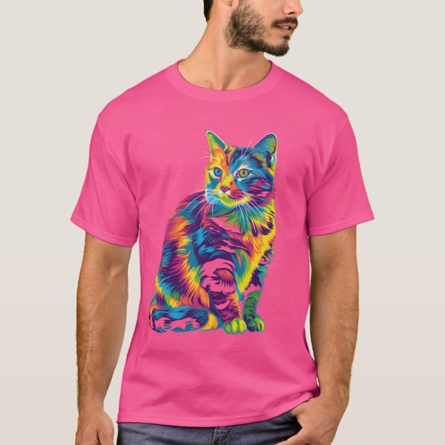 Camiseta Tabby Cat Orange Cat Popart engraçado (Frente)